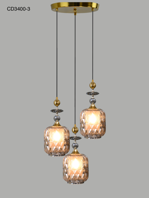 Elegant Crystal Glass Pendant Light with Gold Accents